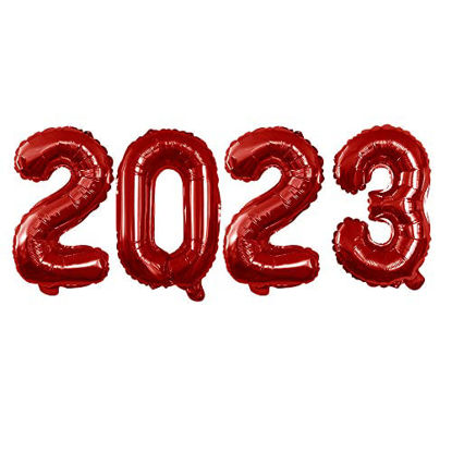 Picture of GOER 2023 Foil Number Balloons for 2023 New Year Eve Festival Party Supplies Graduation Decorations (Red,16 Inch)