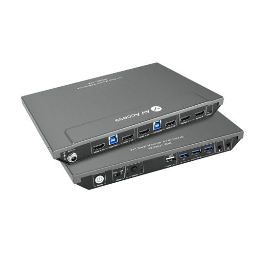 Picture of AV Access KVM Switch Dual Monitor 4K@60Hz, 2K@144Hz, 1080P@240Hz, USB 3.0 KVM Switch 2 Monitors 2 Computers, Ultrawide Screen PC Keyboard Mouse Switcher, Hotkey Switch