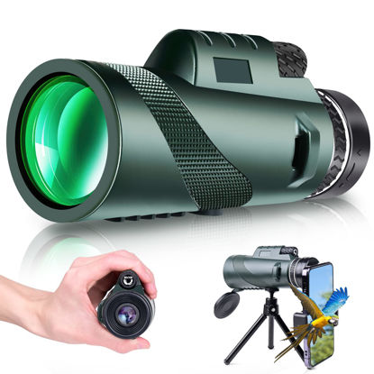 Picture of CCDobbs 80X100 Monocular Telescope, Monoculars for Adults High Powered, High Power HD Compact Monocular BAK-4 Prism and FMC Lens, Stargazing Hunting, Wildlife Bird Watching, Travel Camping, Hiking