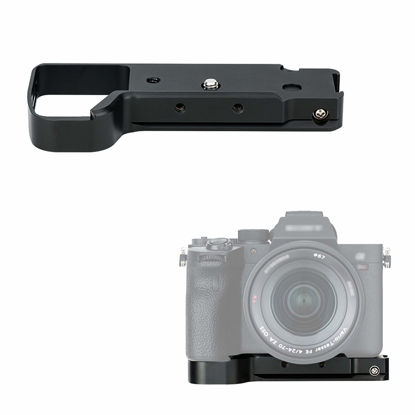 Picture of JJC GP-X1EM Grip Extension Metal Bracket for Sony A7RV A7R5 A7RIV A7R4 A7IV A7III A7II A7RIII A7RII A7SIII A9II A9 A1, Arca Swiss Quick Release Base with Extra 1/4"-20 Tripod Hole & Cold Shoe Mount