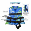 Picture of Oceans7 US Coast Guard-Approved, Type III - Kids Life Jacket - Personal Flotation Device with Comfortable Flex-Form-Fit Open-Sided Design - Blue/White