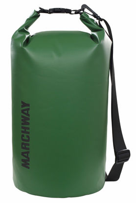 Picture of MARCHWAY Floating Waterproof Dry Bag 5L/10L/20L/30L/40L, Roll Top Sack Keeps Gear Dry for Kayaking, Rafting, Boating, Swimming, Camping, Hiking, Beach, Fishing (Dark Green, 20L)