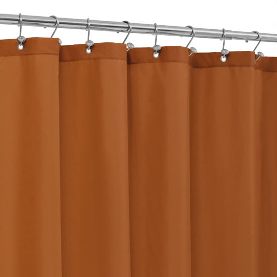 Picture of ALYVIA SPRING Stall Fabric Shower Curtain Liner Waterproof - Soft & Lightweight Small Shower Curtain with Magnets for Narrow Stall Size, Machine Washable - 36x72, Burnt Orange