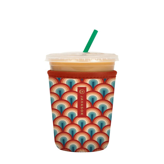 Picture of Sok It Java Sok Iced Coffee & Cold Soda Insulated Neoprene Cup Sleeve (Retro Rainbow, Small: 18-20oz)