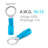 Picture of Wirefy 130 PCS Heat Shrink Ring Terminals 3/8" - Marine Grade Ring Connectors - Eyelet Wire Connectors - Blue 16-14 AWG