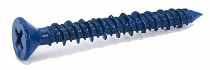 Picture of CONFAST 3/16" x 1-3/4" Blue Flat Phillips Concrete Screw Anchor with Drill Bit for Anchoring to Masonry, Block or Brick (100 per Box)