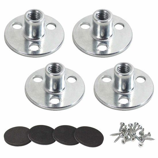 Picture of AORYVIC 5/16'' Round Base Screw-in T-Nuts Furniture Sofa Hardware with Screw and Rubber Pad Set of 4