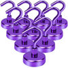 Picture of E BAVITE Strong Magnetic Hooks Heavy Duty, 22Lbs Rare Earth Magnets for Refrigerator, Home, Kitchen, Office , Cruise - 10 Pack(Purple)