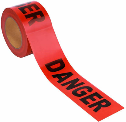 Picture of PS DIRECT PRODUCTS: Heavy Duty Danger Tape - 3 inch x 1000 feet - Stark Red w/Bold Black Legend for Best Readability - Maximum Visibility - Designed for Danger/Hazardous Areas