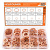 Picture of 220 Pieces Copper Washers, HELIFOUNER 10 Sizes Copper Metric Sealing Washers, Flat Washers Assortment Kit (M5 M6 M8 M10 M12 M14 M16)