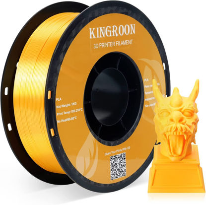 Picture of Kingroon Silk PLA 3D Printer Filament, Dimensional Accuracy +/- 0.03 mm, Muticolor 1 kg Spool(2.2lbs), 1.75 mm, Gold