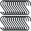 Picture of 24 Pack 4 Inch Vinyl Coated S Hooks Heavy Duty Large S Hooks for Hanging Plants,Black Rubber Coated S Hooks Non Slip Metal S Hanger for Hanging Closet,Garden, Jeans Plants Jewelry Pot Pan Cups Towels