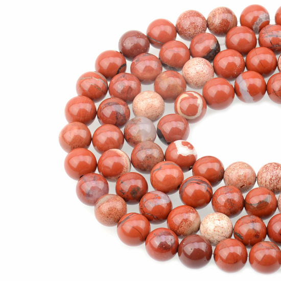 Picture of LPBeads 100PCS 8mm Natural Red Jasper Gemstone Round Loose Beads for Jewelry Making with Crystal Stretch Cord