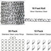 Picture of Jishi 16ft Cuban Link Chain Roll 6mm Silver Stainless Steel Necklace Chains for Jewelry Making, DIY Mens Necklace Bracelet Crafts Supplies Findings, Metal Cuban Link Chain w/Lobster Clasps, Jump Rings