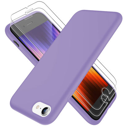 Picture of xiwxi iPhone SE Case 2022/3rd/2020,iPhone 8/7 Case,with [2xTempered Glass Screen Protector] [360 Full Body Shockproof] [Heavy Dropproof],Liquid Silicone+Glass Screen Phone Case-Purple