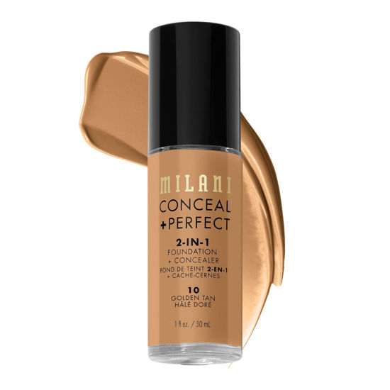 Picture of Milani Conceal + Perfect 2-in-1 Foundation + Concealer - Golden Tan (1 Fl. Oz.) Cruelty-Free Liquid Foundation - Cover Under-Eye Circles, Blemishes & Skin Discoloration for a Flawless Complexion