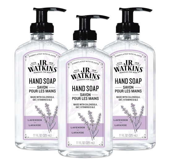 Picture of J.R. Watkins Gel Hand Soap, Scented Liquid Hand Wash for Bathroom or?Kitchen, USA Made and Cruelty Free, 11 fl oz, Lavender, 3 Pack