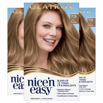 Picture of Clairol Nice'n Easy Permanent Hair Dye, 7CB Cool Beige Blonde Hair Color, Pack of 3