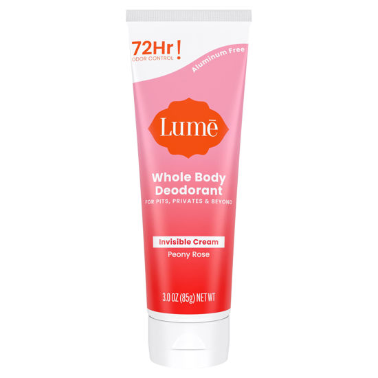 Picture of Lume Whole Body Deodorant - Invisible Cream Tube - 72 Hour Odor Control - Aluminum Free, Baking Soda Free, Skin Safe - 3.0 ounce (Peony Rose)