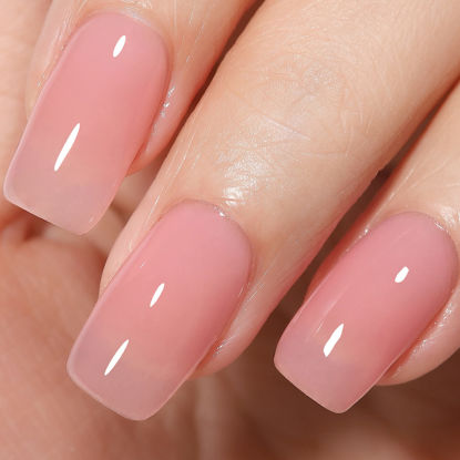 Picture of AILLSA Gel Nail Polish - Natural Nude Gel Polish Sheer Pink Neutral Color Jelly Nail Polish Gel Soak Off U V Gel Top Coat Nails for Nail Art French Manicure at Home 0.51 Fl Oz /GB49