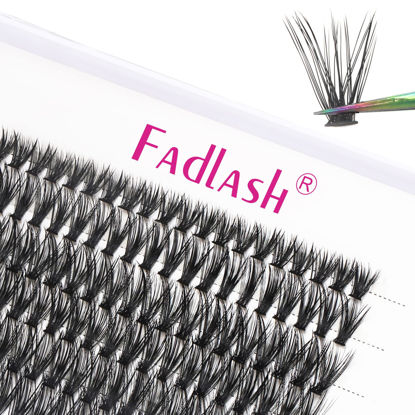 Picture of FADLASH Lash Clusters Extensions Individual Lashes Natural Soft 120pcs 40D D Cur Natural Long Black Faux Mink Volume Lash Extensions Reusable Artificial Eyelashes (40D-0.07-D, 14mm)