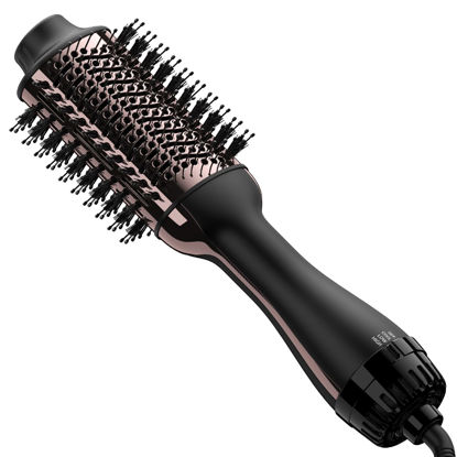 Picture of Blow Dryer Hair Straightener Brush in One Upgraded 4 in 1 Hair Dryer and Styler Volumizer with Negative Ion Anti-frizz Ceramic Titanium Barrel Hot Air Brush 75MM Oval Shape