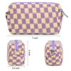 Picture of SOIDRAM 2 Pieces Makeup Bag Checkered Cosmetic Bag Purple Blue Makeup Pouch Travel Toiletry Bag Organizer Cute Makeup Brushes Storage Bag for Women