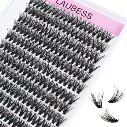 Picture of Cluster Lashes 240 Individual Lashes D Curl Lash Clusters Volume Eyelash Clusters DIY Lash Extension Kit Fluffy Cluster Eyelash Extensions (40D-0.07D, 19mm)