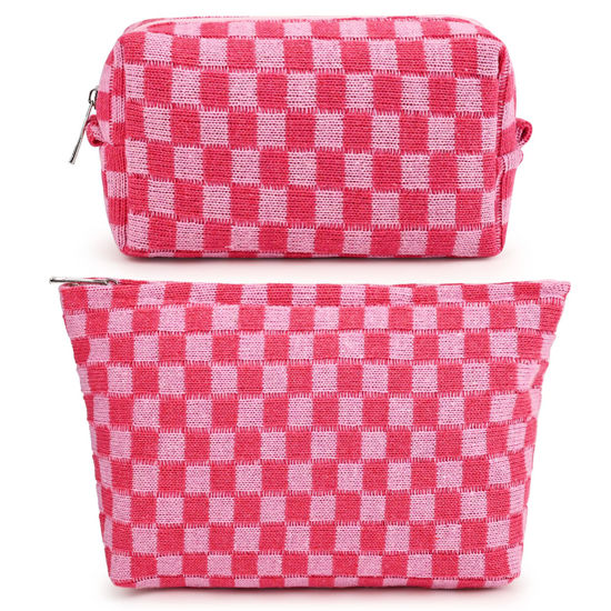 Makeup Bag Checkered Cosmetic Bag Large Travel Toiletry Organizer