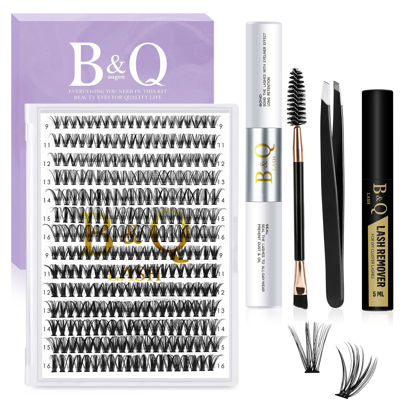 Picture of DIY Lash Extension Kit B&Q 280 PCS Individual Eyelash Extension Kit 0.07D 9-16MIX 30D 40D Cluster Lashes Kit Lash Glue Remover and Applicators for Eyelash Extensions Beginners(Kit-30D40D-0.07-D,9-16MIX)