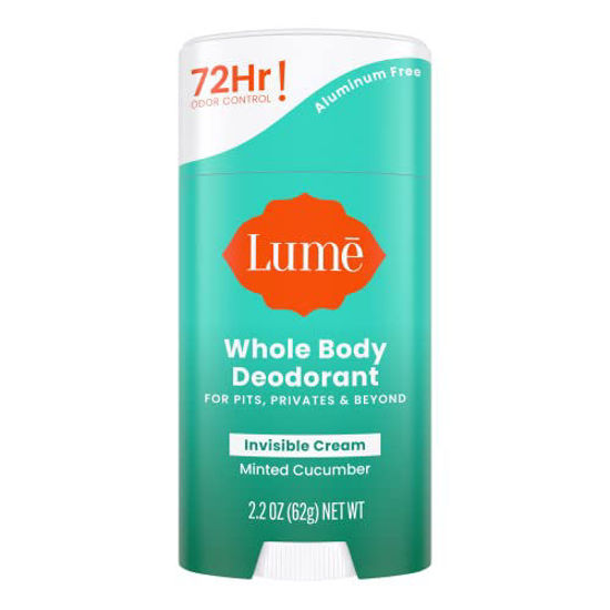 Picture of Lume Whole Body Deodorant - Invisible Cream Stick - 72 Hour Odor Control - Aluminum Free, Baking Soda Free, Skin Safe - 2.2 ounce (Minted Cucumber)