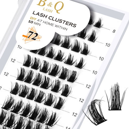 Picture of Lash Clusters B61 D Curl 8-16MIX DIY Lash Extensions 72 Clusters Lashes D Curl B&Q LASH Wispy Volume Lashes Eyelash Clusters Extensions Individual Lashes Cluster DIY at Home (B61,D-8-16MIX)