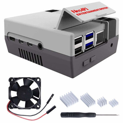 Picture of GeeekPi Raspberry Pi 4 Case, Raspberry Pi 4 Case with Cooling Fan, Raspberry Pi 4 Heatsink, Retro Gaming Nes4Pi Case for Raspberry Pi 4 Model B/4B