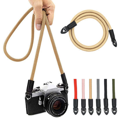 Picture of Eorefo Camera Strap Vintage 100cm Nylon Climbing Rope Camera Neck Shoulder Strap for Micro Single and DSLR Camera(Brown)