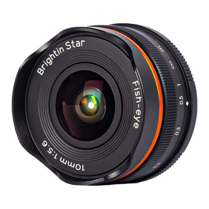 Picture of Brightin Star 10mm F5.6 Fisheye Wide Angle APS-C Manual Foucus Mirrorless Camera Lens, Fit for Canon EOS-M Mount M, M2, M3, M5, M6, M10, M100, M50, M200 (Black)