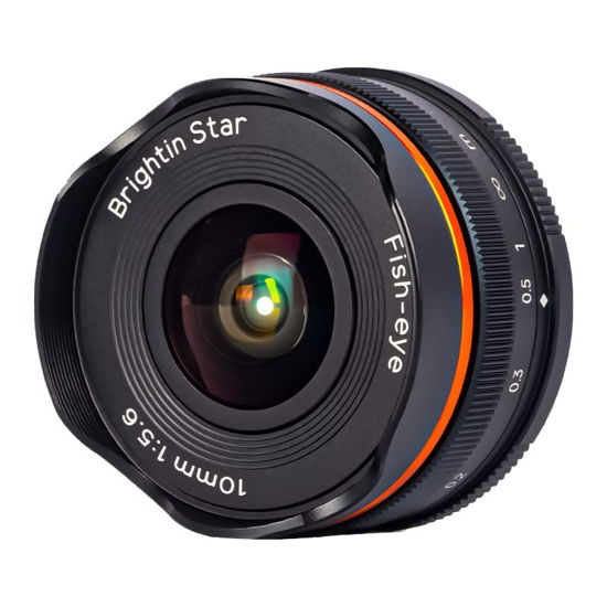 Picture of Brightin Star 10mm F5.6 Fisheye Wide Angle APS-C Manual Foucus Mirrorless Camera Lens, Fit for Canon EOS-M Mount M, M2, M3, M5, M6, M10, M100, M50, M200 (Black)