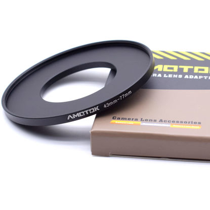 Picture of 43mm to 77mm Lens adapter/43mm Lens to 77mm Camera Filters Ring Compatible All 43mm Camera Lenses to 77mm UV CPL ND Filter Accessory and 77mm Lens Hood