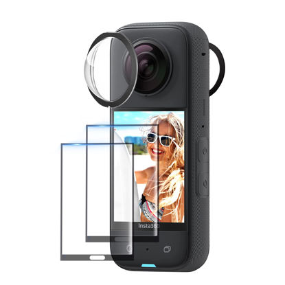 Picture of CYNOVA Insta 360 X3 Sticky Lens Guard Screen Tempered Film Set, Screen Protector for Insta360 X3 Accessories LCD Tempered Glass 9H Hardness