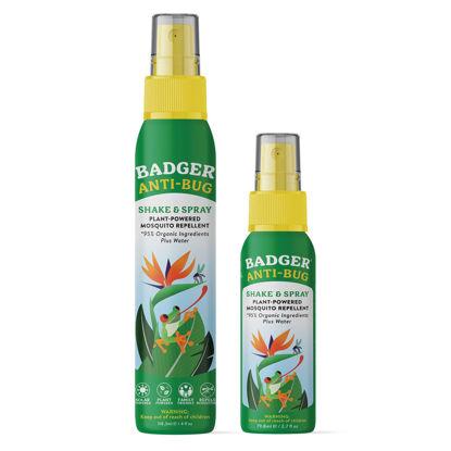 Picture of Badger Bug Spray, Organic Deet Free Mosquito Repellent with Citronella & Lemongrass, Natural Bug Spray for People, Family Friendly Bug Repellent, 4 fl oz & 2.7 fl oz
