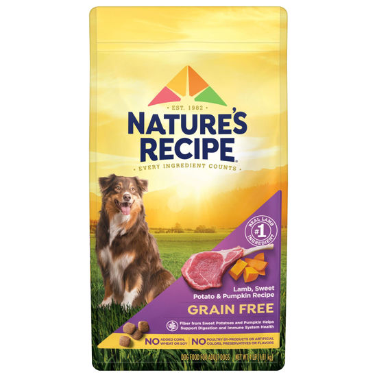 Picture of Nature′s Recipe Dry Dog Food, Grain Free Lamb, Sweet Potato & Pumpkin Recipe, 4 lb. Bag