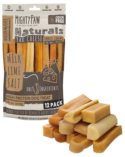 Picture of Mighty Paw Yak Cheese Chews for Dogs | All-Natural Long Lasting Pet Treats. Odorless and Great for Oral Health. Limited-Ingredient Chews for Puppies & Power-Chewers (Small, 12 Pack)