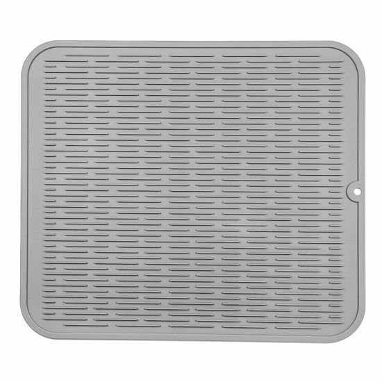Silicone Dish Drying Mat, Easy clean, Eco-friendly, Heat-resistant Silicone  Mat for Kitchen Counter or Sink, Refrigerator or Drawer liner, Grey