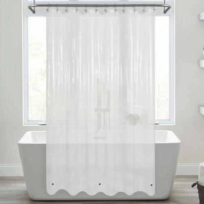 Picture of Mrs Awesome Shower Curtain Liner with Magnets: 72x72 Frosted PEVA Plastic Shower Curtain for Bathroom, Lightweight & Waterproof, 72 x 72, Frost