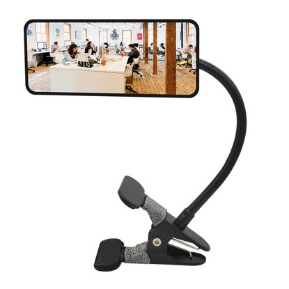 Picture of Ampper Glass Clip On Security Mirror, Flexible Convex Cubicle Mirror for Personal Safety and Security Desk Rear View Monitors or Anywhere (6.69" x 2.95", Rectangle)