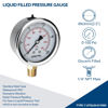 Picture of SENCTRL 0-100 Psi Glycerin Liquid Filled Low Pressure Gauge, 2.5" Dial Size, 1/4" NPT Lower Mount, Stainless Steel Case, for Water Pump, Pneumatic Air, Well, RV Hose, Tank, Gas Pressure Test