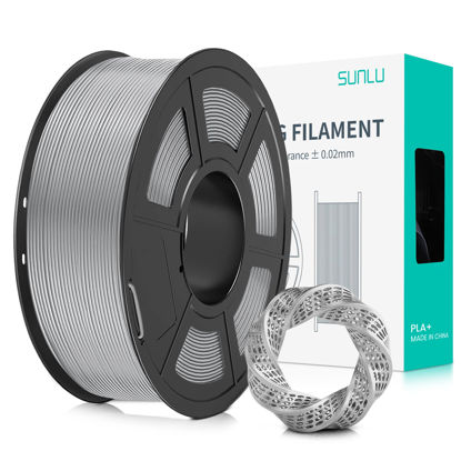 Picture of SUNLU 3D Printer Filament PLA Plus 1.75mm, SUNLU Neatly Wound PLA Filament 1.75mm PRO, PLA+ Filament for Most FDM 3D Printer, Dimensional Accuracy +/- 0.02 mm, 1 kg Spool(2.2lbs), Silver