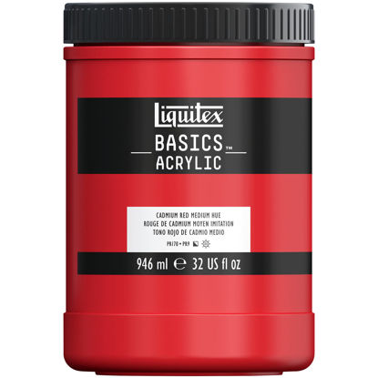 Picture of Liquitex BASICS Acrylic Paint, 946ml (32-oz) Jar, Cadmium Red Medium Hue, 1 Quarts (Pack of 1)