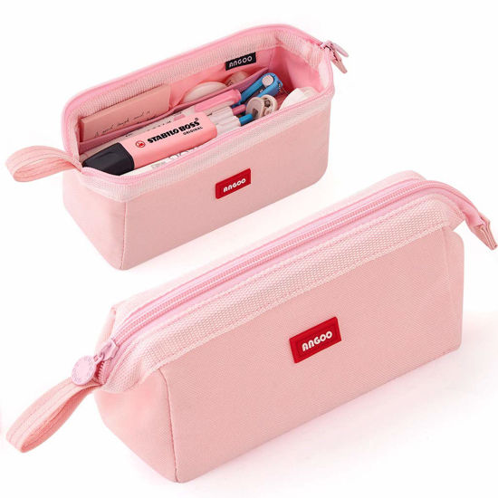 Elegant Double Layer Large Capacity Pencil Pouch Pink Sweet Color for  Student