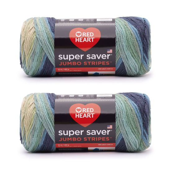 Red Heart Super Saver Color Block Medium Acrylic Multi-color Yarn, 482 yd  (4 Pack)