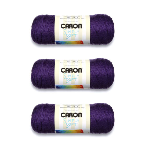 Picture of Caron Simply Soft Purple Yarn - 3 Pack of 170g/6oz - Acrylic - 4 Medium (Worsted) - 315 Yards - Knitting/Crochet